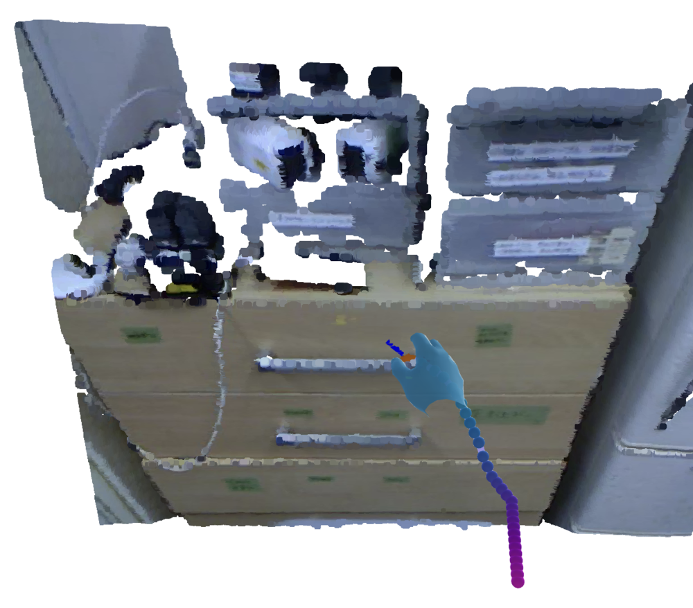 Predicted grasp pose and trajectory for open drawer