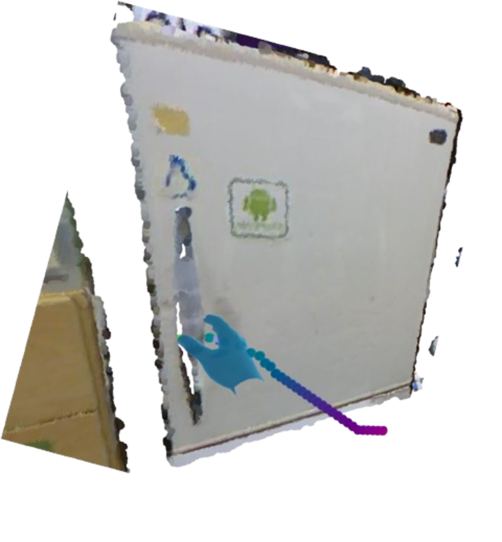 Predicted grasp pose and trajectory for open fridge